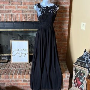 ASOS Long Black Cocktail Evening Wedding Bridesmaid Elegant Dress